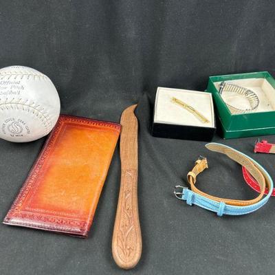 Leather items/ Timex Watch/ Tie Bar