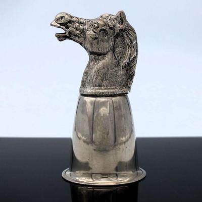 Gucci vintage silver metal horse head stirrup cup