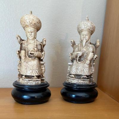 Vintage Chinese Emperor and Empress Statues or Figures - a Pair, With Stands (Nobles)