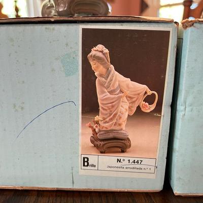 LLADRO "MICHIKO w FLOWER BASKET GEISHA GIRL" 1447  IN BOX NO FLAWS PRIVATE COLLECTION RETIRED