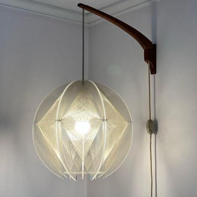 MID-CENTURY SUSPENDED LIGHT FIXTURE | h. 28 x dia. 17 in (as shown suspended)