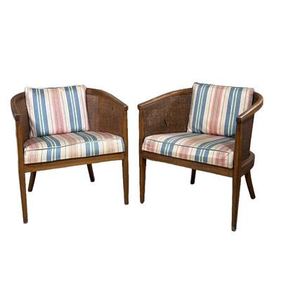 PAIR MID-CENTURY BARREL BACK CHAIRS | l. 24 x w. 26 x h. 27 in
