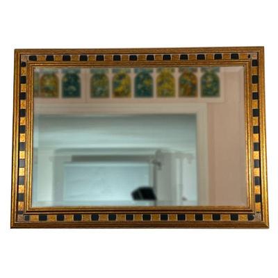 BRONZE AND BLACK WOOD FRAMED MIRROR | Beveled mirror - l. 42.5 x w. 30.5 x h. 2 in
