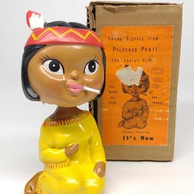 1960s Princess Pearl Smoking Indian Nodder w/ Box