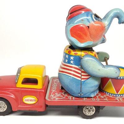 Japan Elephant Band Wagon Tin Friction Truck Toy