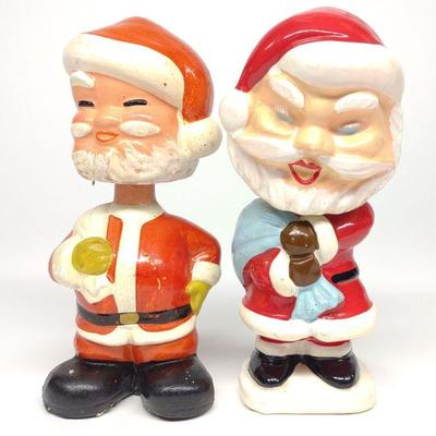 2 Vintage Japan Santa Claus Nodder Bobble Heads