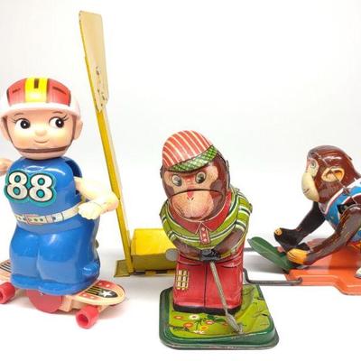 3 TPS Japan Wind-Up Tin Sports Toys