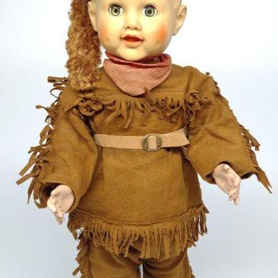 Vintage Wind-Up Walking Davy Crockett Baby Doll
