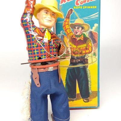 Alps Wind-Up Rodeo Cowboy Rope Spinner Toy & Box