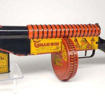Marx Wind-Up G-Man Tin Toy Gun