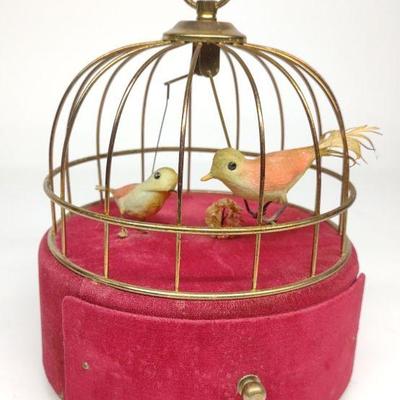 Japan Musical Mechanical Bird Cage Jewelry Box