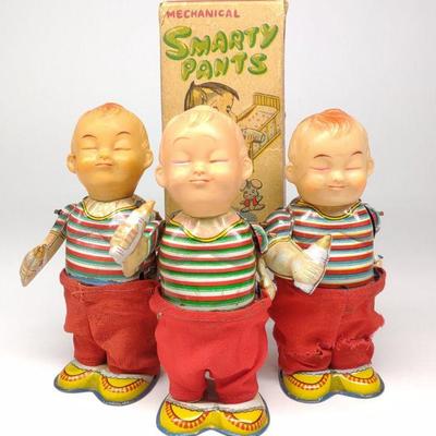 3 Mikuni Japan Smarty Pants Wind-Up Toys & 1 Box