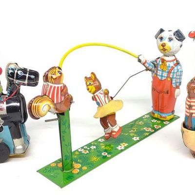 3 TPS Japan Wind-Up Tin Toys