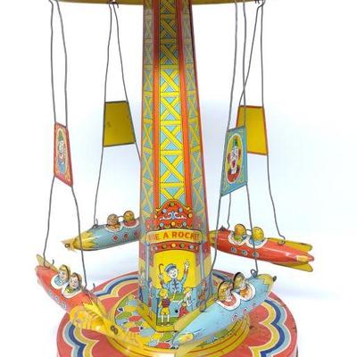 Chein Ride A Rocket Tin Wind-Up Toy