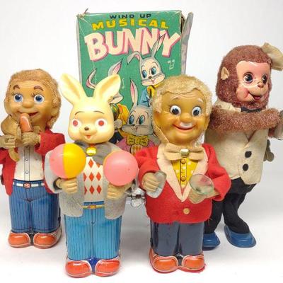 4 TN Japan Wind-Up Mechanical Toys