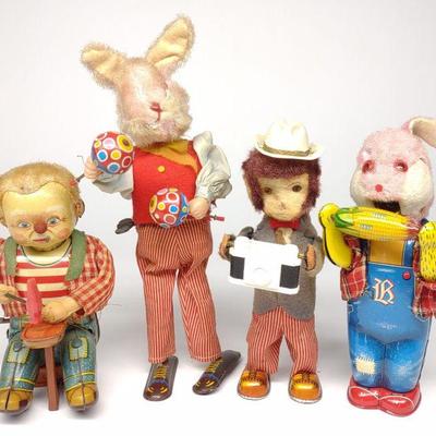 4 Alps Japan Wind-up Mechanical Toys