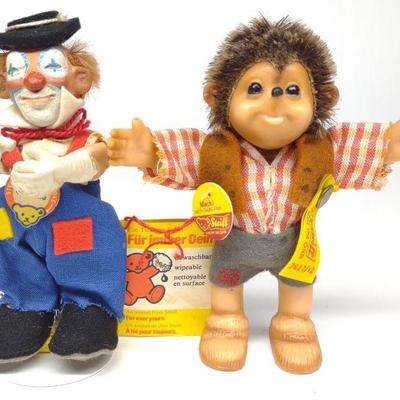 Two 5" Steiff Dolls (Clownie & Macki Hedgehog)