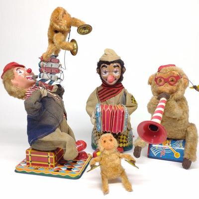 3 Alps Japan Clown & Monkey Battery Op Toys