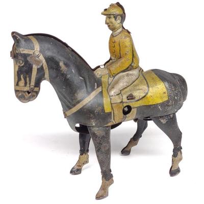 German Keim & Co Wind-Up Horse Jockey Toy