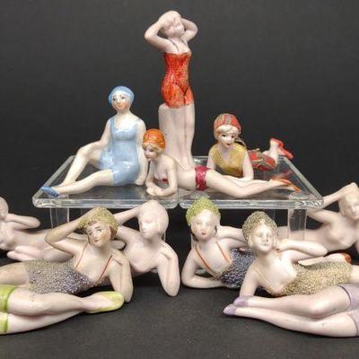 12 German Bisque Bathing Beauty Hertwig Figures