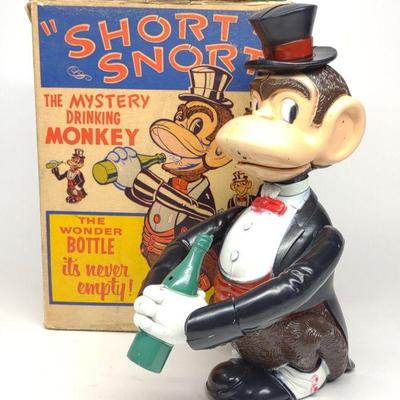 Marx Wind-Up Short Snort Monkey Toy w/ Box