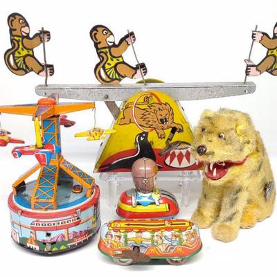 5 Vintage Mechanical Wind-Up Toys (Yone Lewco...)