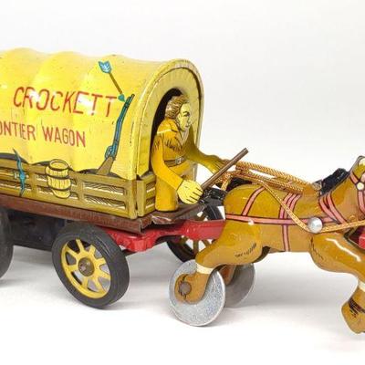 Linemar Friction Davy Crockett Frontier Wagon Toy