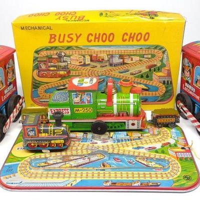 Japan Tin Litho Wind-Up & Friction Toy Trains