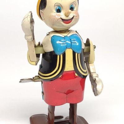 Linemar Wind-Up Walking Pinocchio Tin Toy