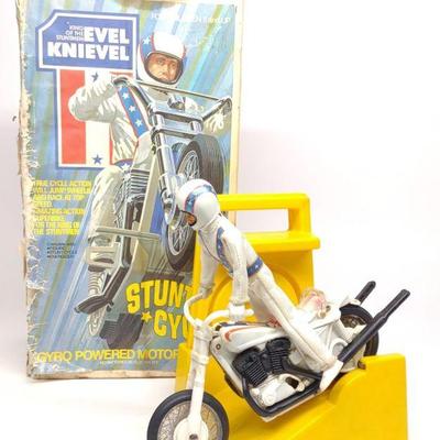 1970s Evel Knievel Stunt Cycle Toy w/ Box