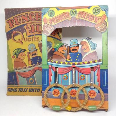 Vintage Punch & Judy Quoits Ring Toss Game w/ Box