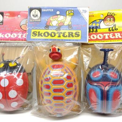 3 1968 Ohta Japan Wind-Up Skooter Toys Unopened