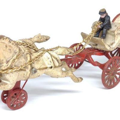 Cast Iron Horse Drawn Hook & Ladder Wagon (Repro)