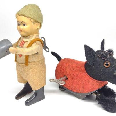 Schuco Wind-Up Tippy Dog & Drinking Bavarian Toys