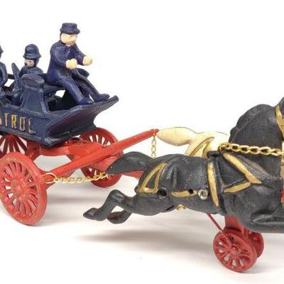 Cast Iron Police Patrol Horse Drawn Wagon (Repro)