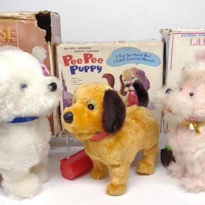 3 Japan Battery Op Toy Dogs w/ Box