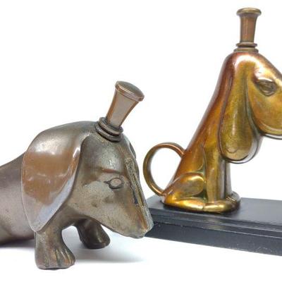 2 Basset Hound Dog Striker Lighters (Art Deco)