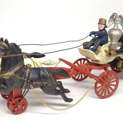 Cast Iron Steam Pumper Horse Drawn Wagon (Repro)