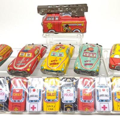 14 Japan Tin Litho Miniature Toy Cars