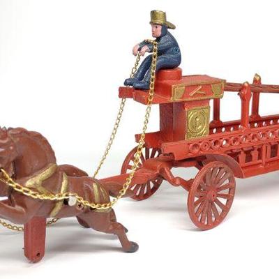 Cast Iron Horse Drawn Horse Reel Wagon (Reprod)