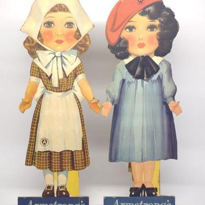 2 Armstrong Cork Cutout Advertising Signs