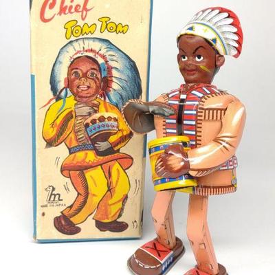 Japan Wind-Up Chief Tom Tom Toy w/ Box (Mikuni)