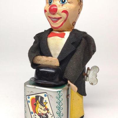 TN Japan Wind-Up Clown Magician Toy