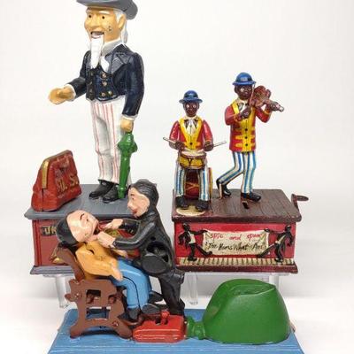 3 Cast Iron Repro. Mechanical Coin Banks