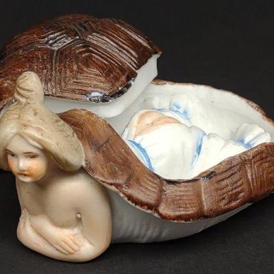 German Bisque Bathing Beauty Risque Turtle Box