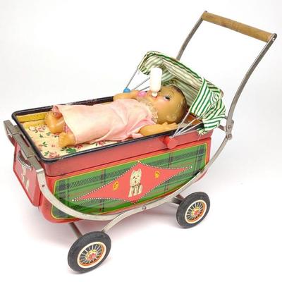 TN Japan Battery Op. Baby Carriage Toy