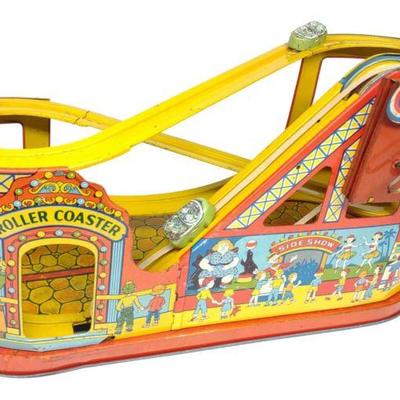 Chein #275 Wind-Up Roller Coaster Toy w/ 4 Cars