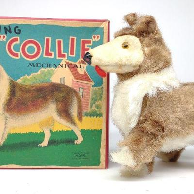 Alps Japan Walking Wind-Up Collie w/ Box