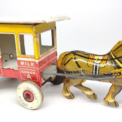 Marx Toytown Dairy Tin Litho Wagon & Horse