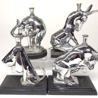 4 Ronson Chrome Art Deco Figural Striker Lighters